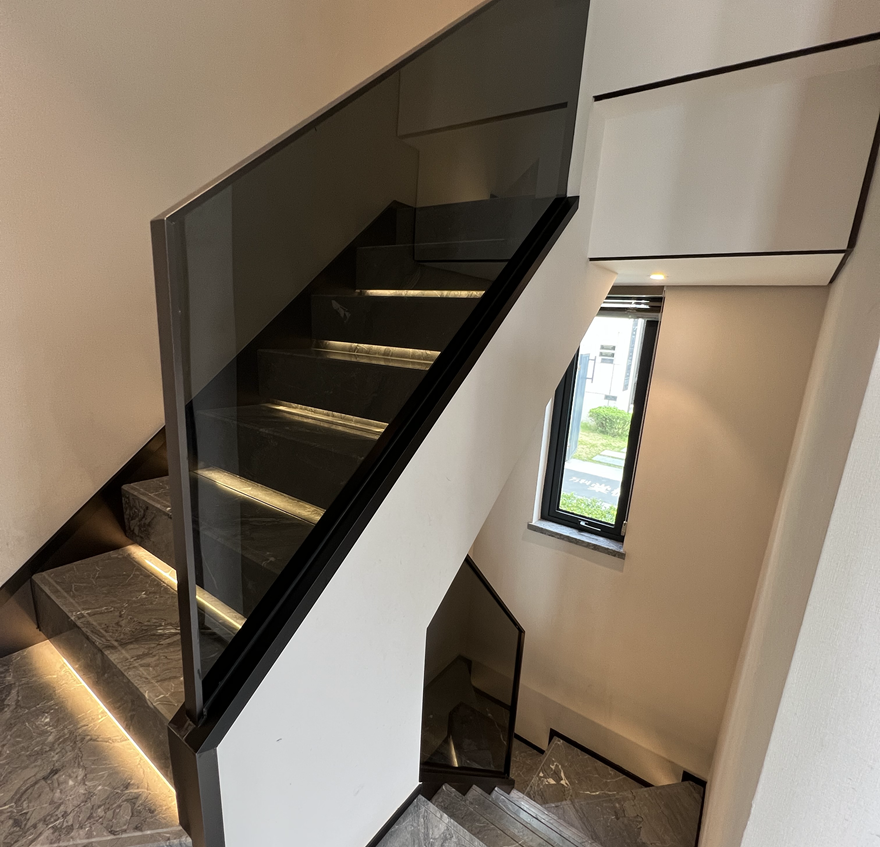Grey Glass Stair Handrail