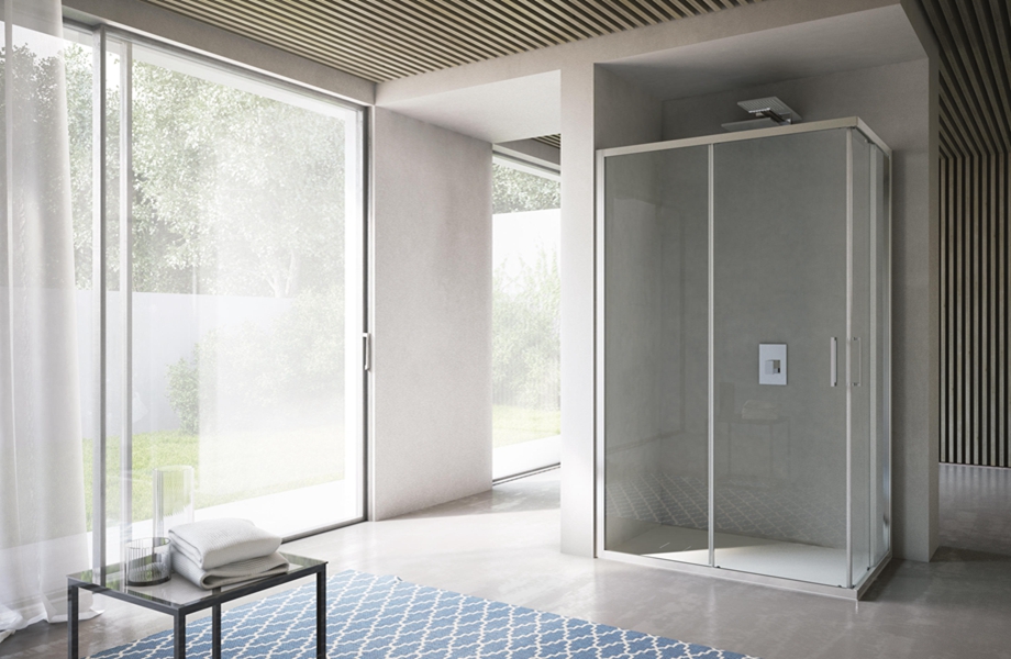 clear tempered glass shower door