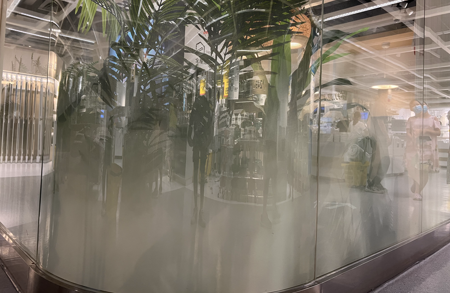 curved printing glass outdoor partition wall 